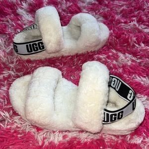 Womens White Oh Yea Ugg Slides